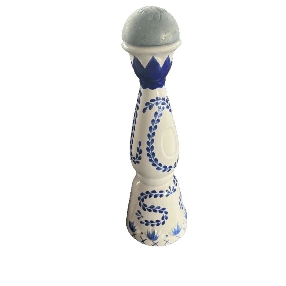Clase Azul Empty Tequila‎ Bottles Set Hand Painted Ceramic Blue White Decor Bar